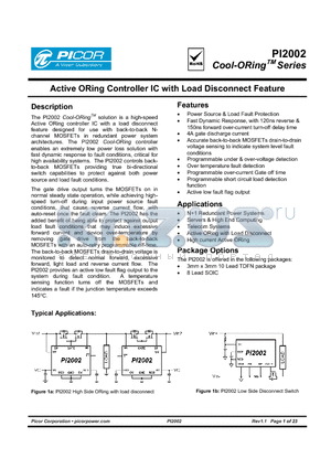 PI2002 datasheet - Active ORing Controller IC with Load Disconnect Feature