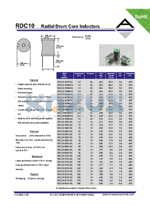 RDC10-151K-RC datasheet - Radial Drum Core Inductors