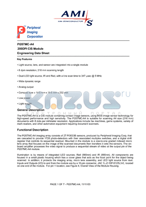 PI207MC-A4 datasheet - 200DPI CIS Module