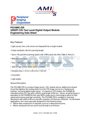 PI216MC-DR datasheet - 200DPI CIS Two Level Digital Output Module