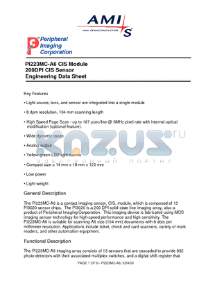 PI223MC-A6 datasheet - 200DPI CIS Sensor