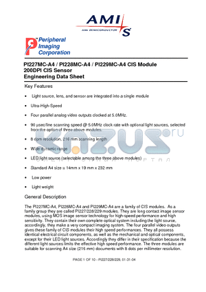 PI227MC-A4 datasheet - 200DPI CIS Sensor