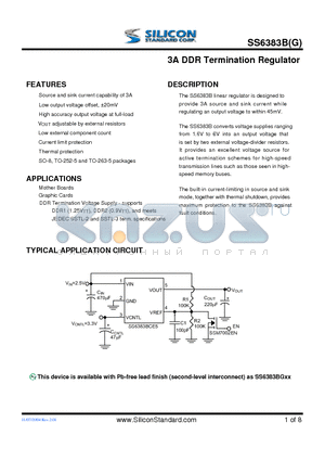 SS6383B datasheet - 3A DDR Termination Regulator