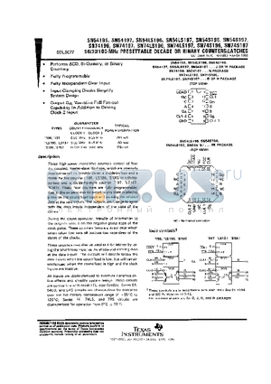 SN54LS196 datasheet - 50/30/100-MHz [RESETTABLE DECADE OR BINARY COUNTERS/LATCHES