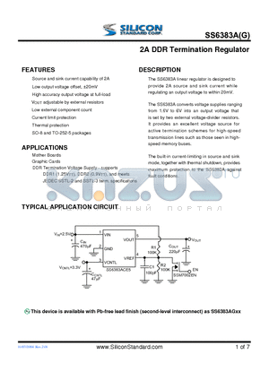 SS6383AG datasheet - 2A DDR Termination Regulator