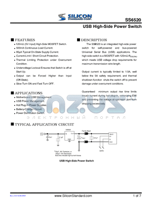 SS6520 datasheet - USB High-Side Power Switch