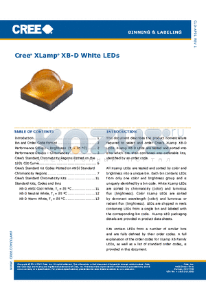 XBDAWT-00-0000-00000LEC1 datasheet - XLAMP XB-D LED BINNING & LABELING