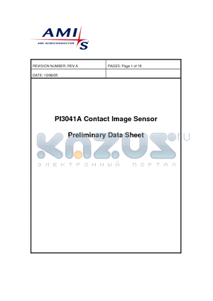 PI3041A datasheet - Contact Image Sensor 300DPI CIS Sensor Chip