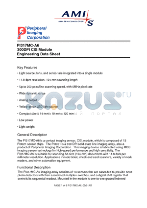 PI317MC-A6C datasheet - 300DPI CIS Module