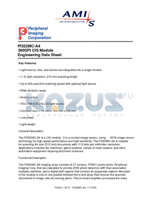 PI322MC-A4 datasheet - 300DPI CIS Module