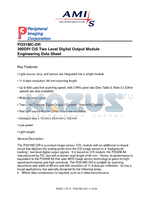 PI331MC-DR datasheet - 300DPI CIS Two Level Digital Output Module