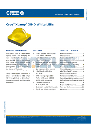 XBDAWT-00-0000-00000LCE4 datasheet - XLAMP XB-D WHITE LEDS