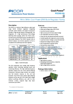 PI33XX datasheet - 8V to 36Vin Cool-Power ZVS B uck Regulator Family