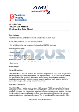 PI325MC-A4 datasheet - 300DPI CIS Module
