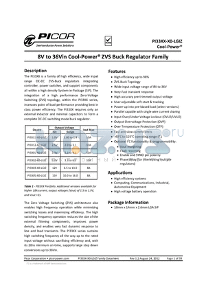 PI3302-X0-LGIZ datasheet - 8V to 36Vin Cool-Power