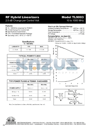 TL9003 datasheet - RF Hybrid Linearizers