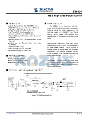 SS6525-0CSTR datasheet - USB High-Side Power Switch