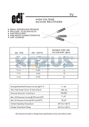 TV14 datasheet - HIGH VOLTAGE SILICON RECTIFIERS