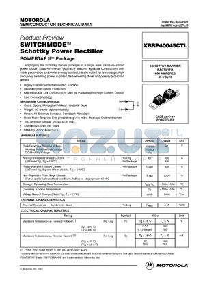 XBRP40045CTL datasheet - SCHOTTKY BARRIER RECTIFIER
