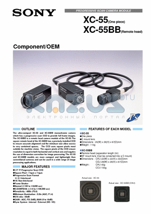 XC-55BB datasheet - PROGRESSIVE SCAN CAMERA MODULE