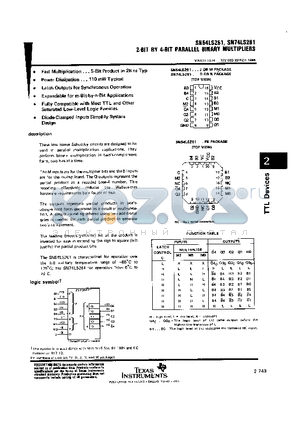 SN54LS261 datasheet - 2-BIT BY 4-BIT PARALLEL BINARY MULTIPLIERS