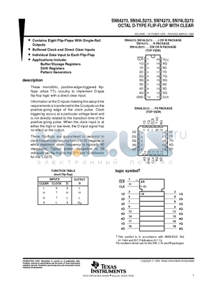 SN54LS273FK datasheet - OCTAL D-TYPE FLIP-FLOP WITH CLEAR