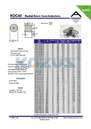 RDC40-151K-RC datasheet - Radial Drum Core Inductors