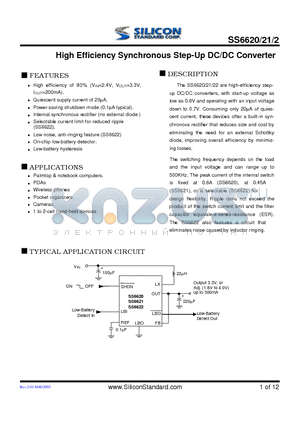 SS6620COTR datasheet - High Efficiency Synchronous Step-Up DC/DC Converter
