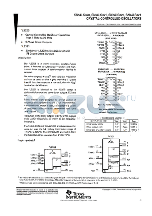 SN54LS320 datasheet - CRYSTAL-CONTROLLED OSCILLATORS
