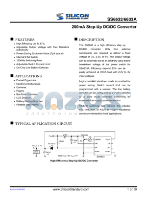 SS6633-ACNTB datasheet - 200mA Step-Up DC/DC Converter