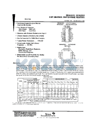 SN54LS323 datasheet - 8-BIT UNIVERSAL SHIFT/STORAGE REGISTERS