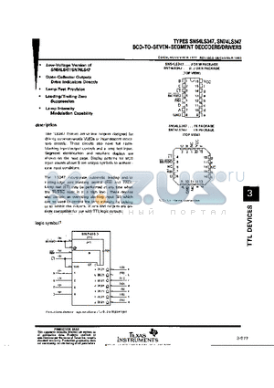 SN54LS347 datasheet - BCD-TO-SEVEN-SEGMENT DECODERS/DRIVERS