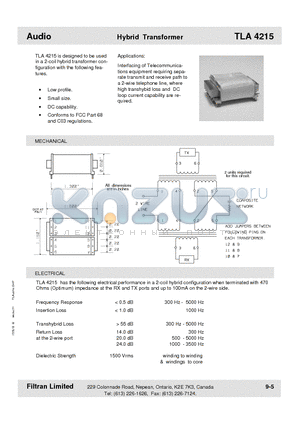 TLA4215 datasheet - Audio Hybrid Transformer