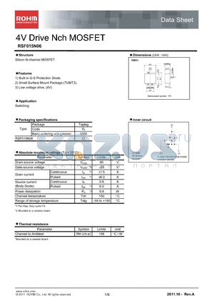 RSF015N06 datasheet - 4V Drive Nch MOSFET