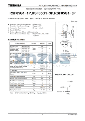 RSF05G1-1P datasheet - LOW POWER SWITCHING AND CONTROL APPLICATIONS