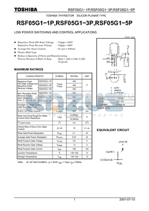 RSF05G1-5P datasheet - LOW POWER SWITCHING AND CONTROL APPLICATIONS