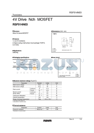 RSF014N03 datasheet - 4V Drive Nch MOSFET