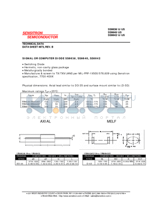 SS6642U datasheet - SIGNAL OR COMPUTER DIODE