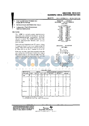 SN54LS385 datasheet - QUADRUPLE SERIAL ADDERS/SUBTRACTORS