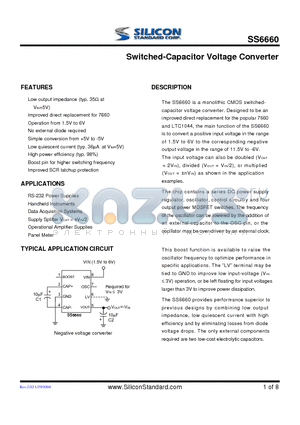 SS6660CNTR datasheet - Switched-Capacitor Voltage Converter