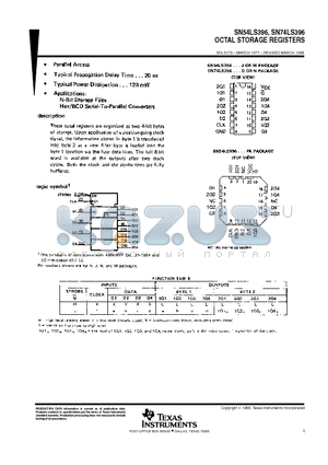 SN54LS396J datasheet - OCTAL STORAGE REGISTERS