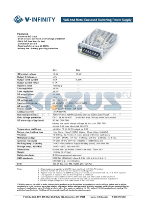 VAD-55A datasheet - Metal Enclosed Switching Power Supply