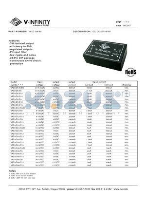 VAD3 datasheet - DC/DC converter