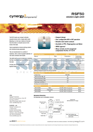 RSF50 datasheet - miniature single switch