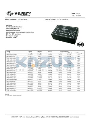 VAD7R5-D12-D5 datasheet - DC/DC converter