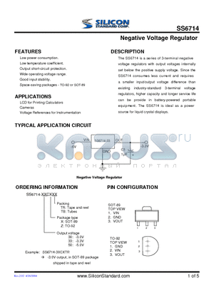 SS6714 datasheet - Negative Voltage Regulator