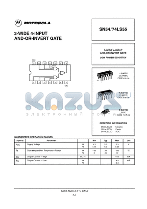 SN54LS55J datasheet - 2-WIDE 4-INPUT AND-OR-INVERT GATE
