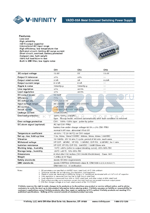 VADD-55A datasheet - Metal Enclosed Switching Power Supply