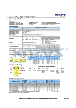 T521V686M016AE050 datasheet - T521 Series - High Voltage Polymer