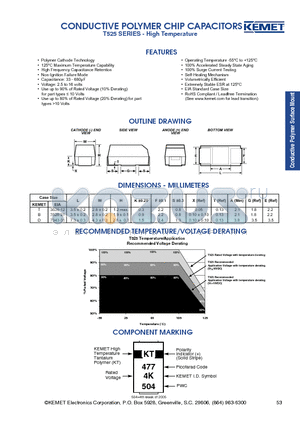 T525 datasheet - CONDUCTIVE POLYMER CHIP CAPACITORS